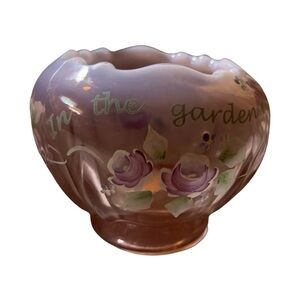 Vtg Fenton Candle Bowl “In the Garden Of Friendship You Are A Rose” cottagecore